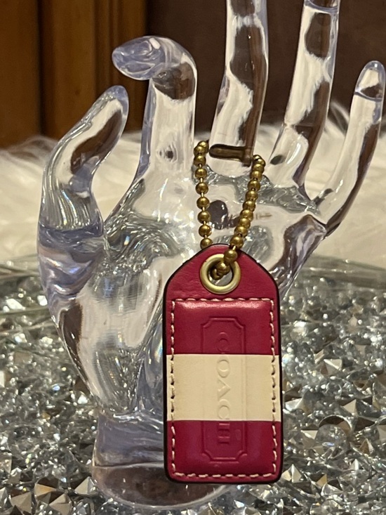 Coach Accessories - Coach heritage Pink and Cream Leather Tag Key Fob